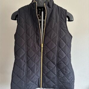 Reversible Black Quilted Vest with Gold Zipper